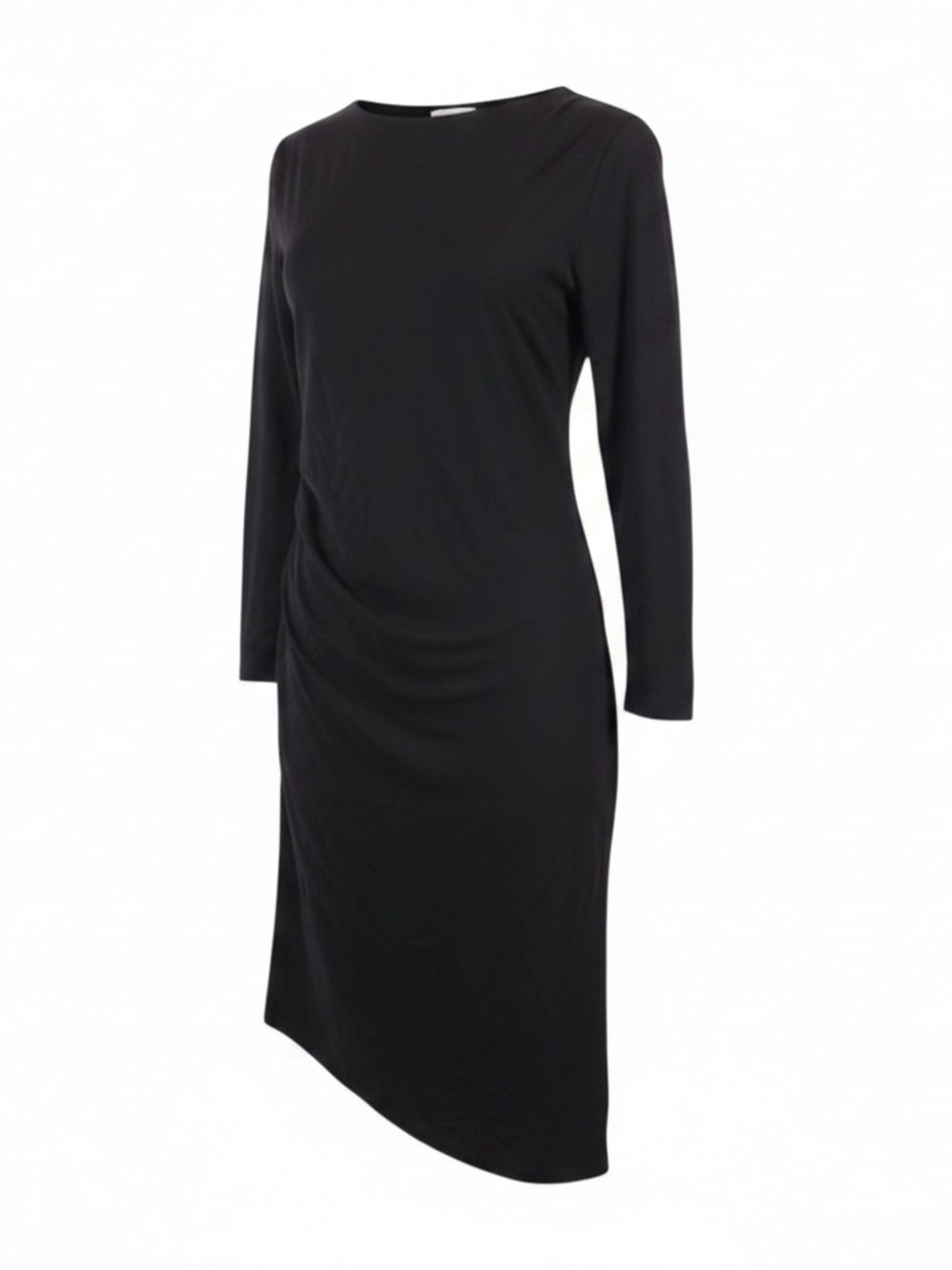 Topshop 6 black asymmetrical ruched modal long sleeve stretch dress